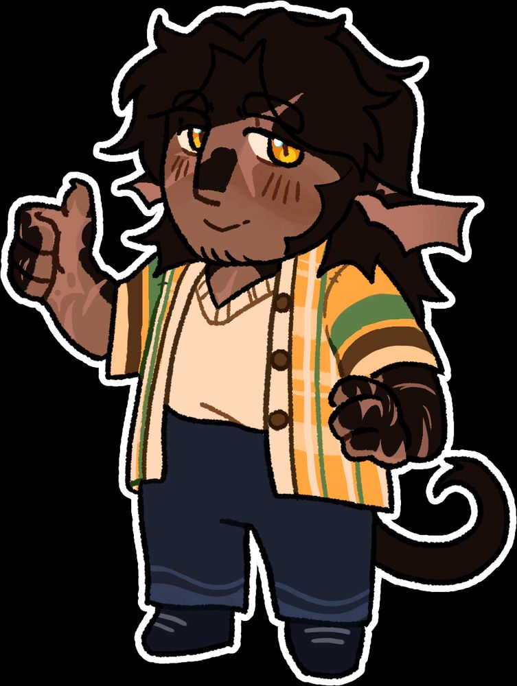 Original character from the minecraft roleplay series "The spellbound Sphere SMP" called "Bear Blossom" in a chibi style giving a thumbs up at the camera