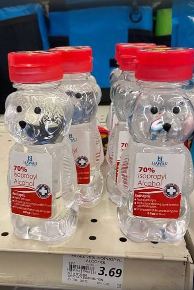 store selling isopropyl alcohol in honey bear shaped containers
