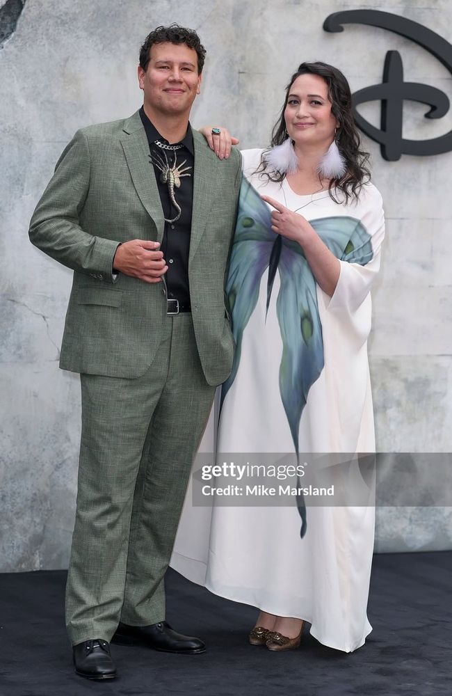 Migizi Pensoneau and Lily Gladstone at the premiere of the Alien: Earth series