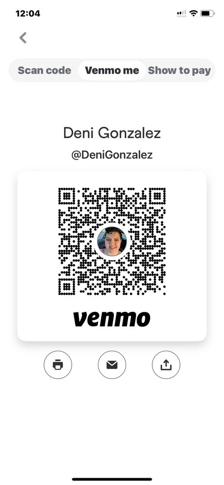 A screenshot of my Venmo, @DeniGonzalez