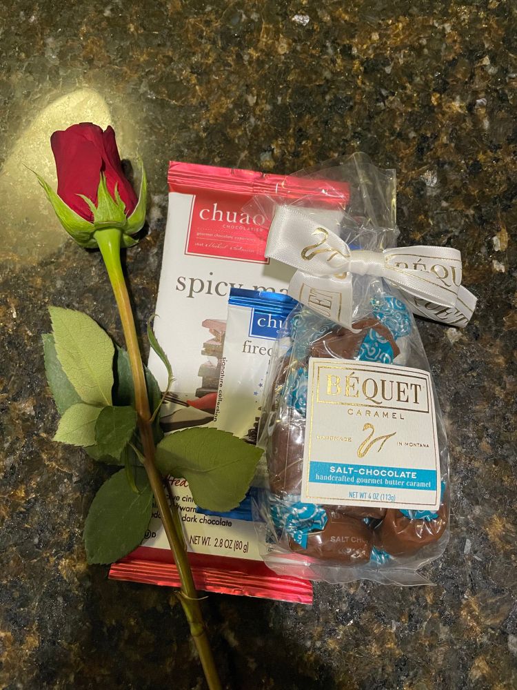 Chocolates and one of the roses he gave me 🌹🥰