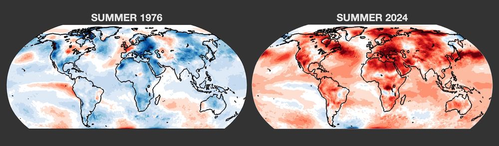Comparing temperature anomalies in summer 1976 and summer 2024