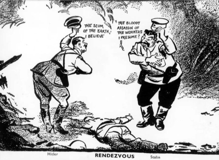 Low cartoon from 1939 showing Hitler and Stalin