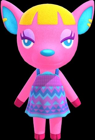 Picture of the animal crossing villager fuschia (a pink deer)