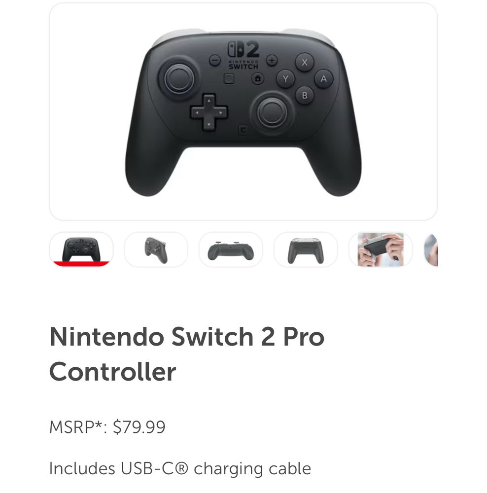 Screen shot of website showing price is $80 for a switch 2 pro controller 
