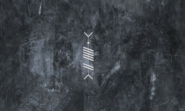 an example of a repeating stone bg image with ogham script that would have css effects applied on hover to make it glow & show a tooltip