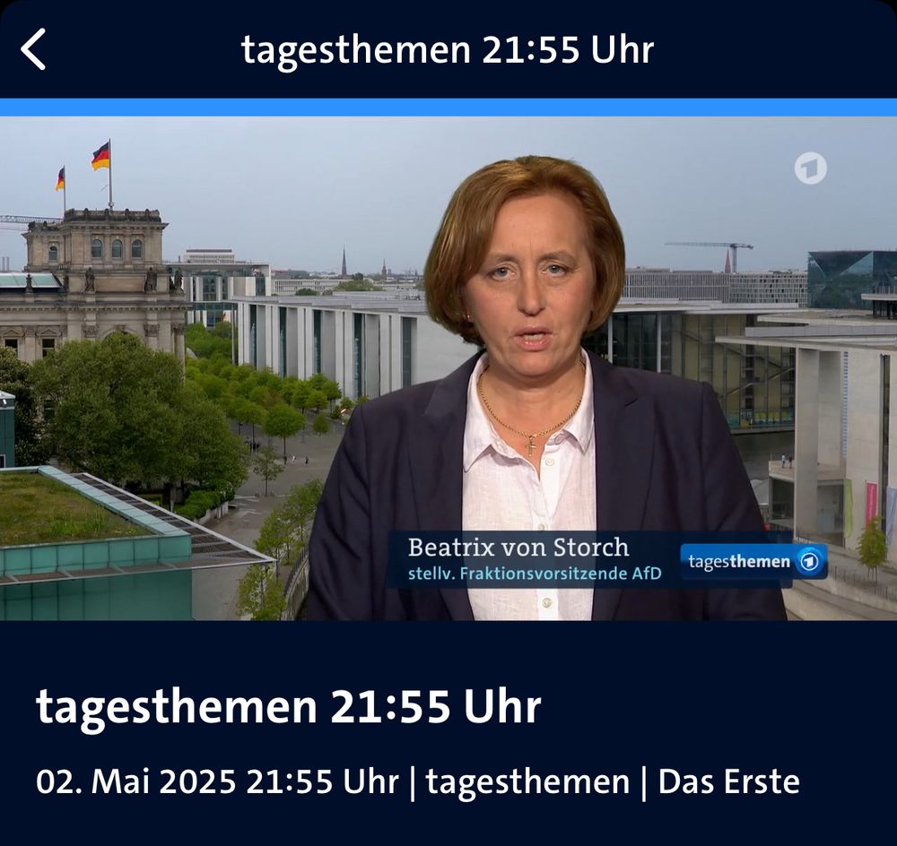Beatrix von Storch in den tagesthemen am 02.05.25