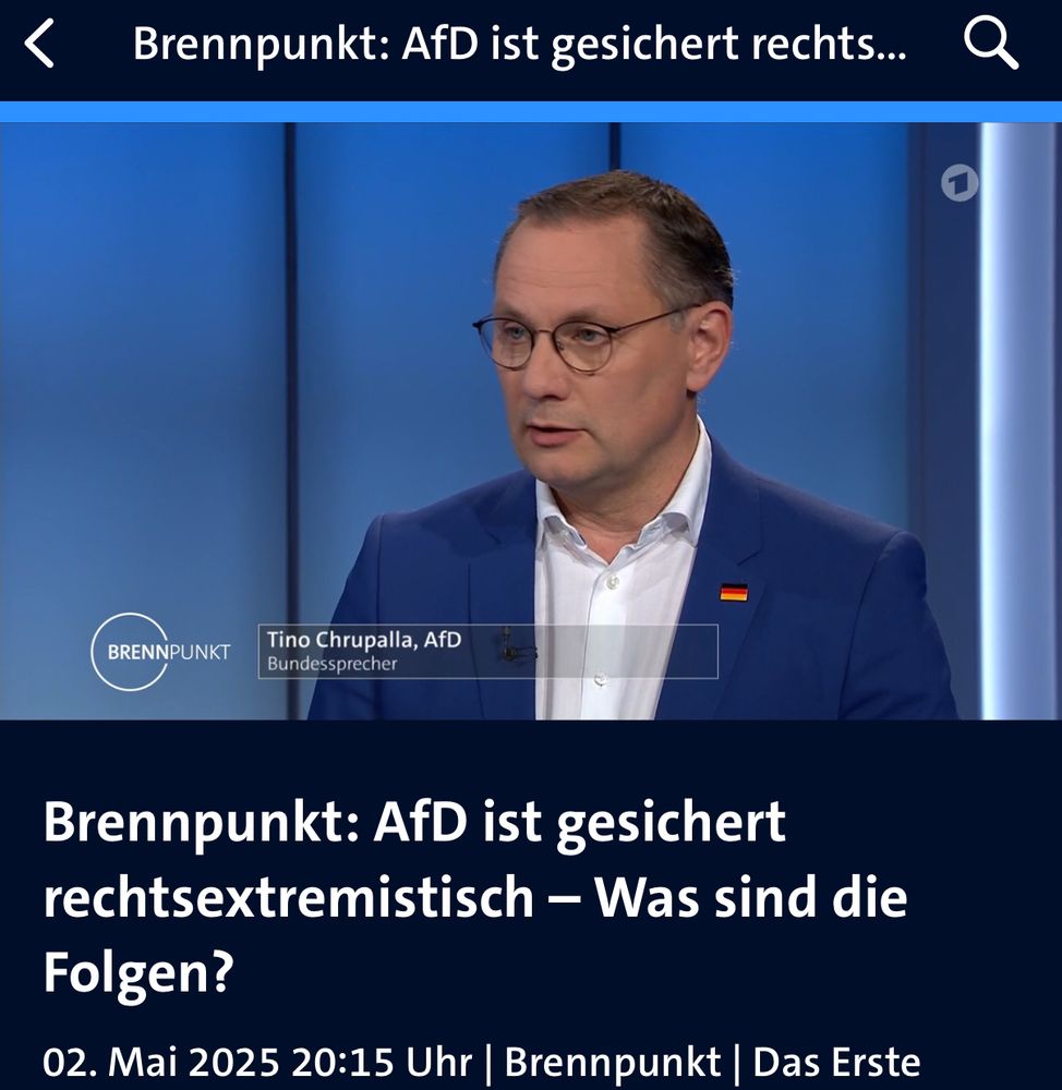 Tino Chrupalla im ARD Brennpunkt am 2.05.25
