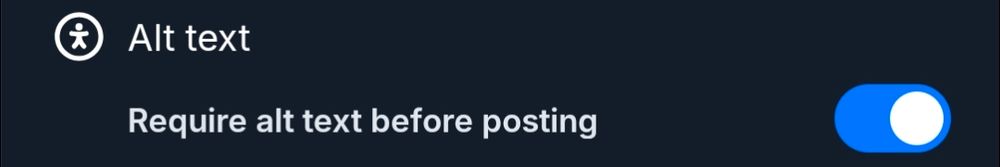 bluesky's "require alt text before posting" setting turned on