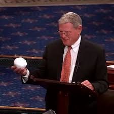 Inhofe was known for his rejection of climate science; on one prominent occasion, he displayed a snowball in winter on the U.S. Senate floor 