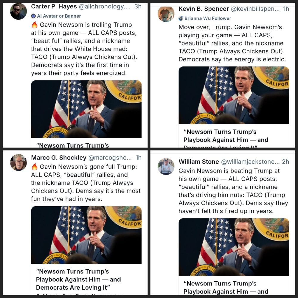 pictured: Astroturfing. Using different, seemingly unrelated accounts controlled by the campaign to push a single focused message, with enough variation to evade spam filters. This is a cynical ploy that disdains natural public sentiment.