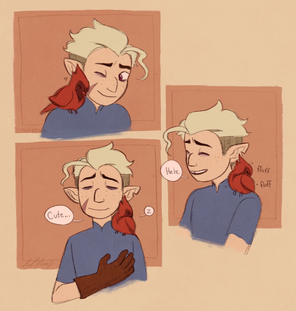 a comic style page with three different panels of hunter with flapjack on his shoulder