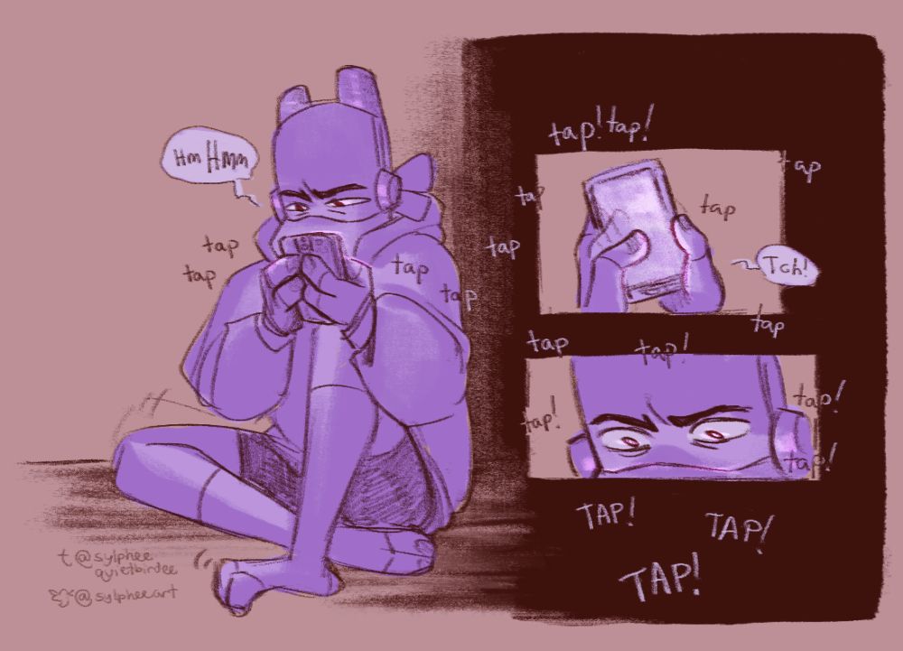 comic page of donnie from rise of the tmnt sitting down and looking very irritated while he scrolls on his phone