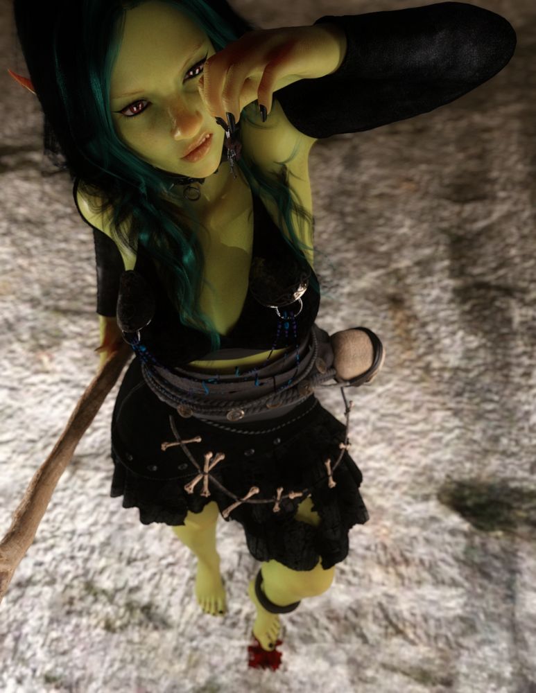 Twig holds the tiny rogue up to her face, snarling. Her foot hovers far below, shaking off what remains of the knight.
