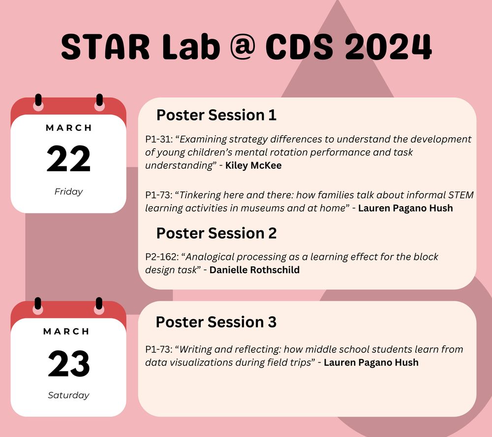Schedule showing various poster times for the cognitive development conference.