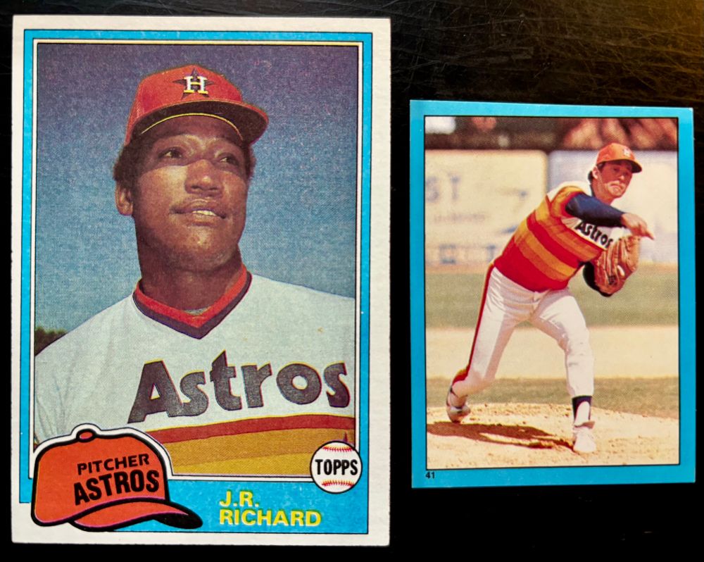 Topps 1981 JR Richard (350) and 1982 Topps Nolan Ryan sticker