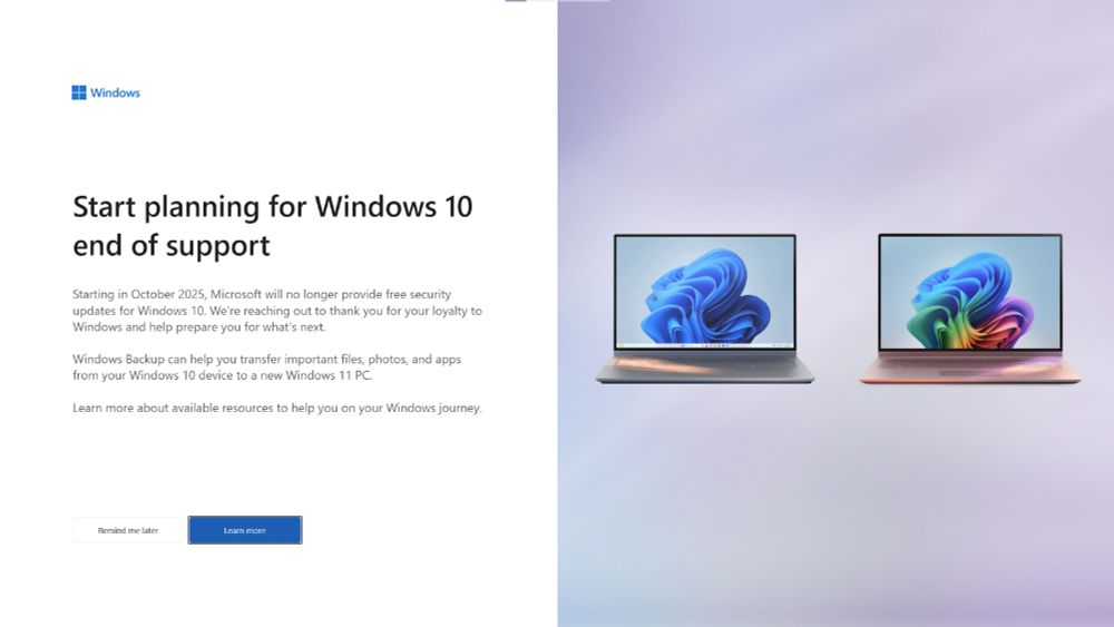 An unwelcome fullscreen takover warning about the upcoming end of support for Windows10 once claimed to be the last version of Windows. Windows 10 will continue to receive support into 2025. 