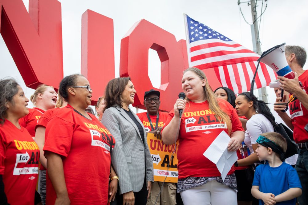 Vice President Harris meets with union workers in Iowa in September 2019.