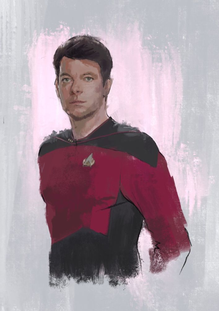 Painting of Commander William T. Riker from Star Trek The Next Generation
