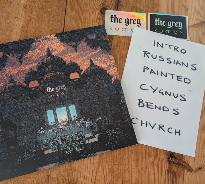 Kodok by The Grey on vinyl including a setlist of their show at Radio City Social and some stickers