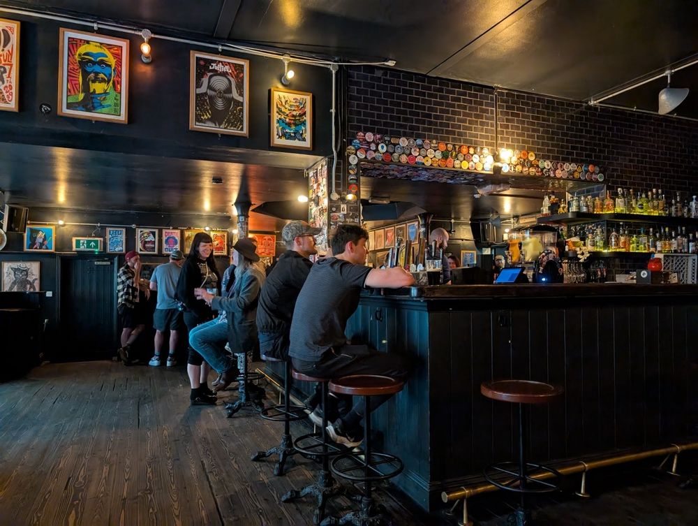 indoor shit of the bar at the Black Heart in Camden. cool dive bar vibes, decent beer