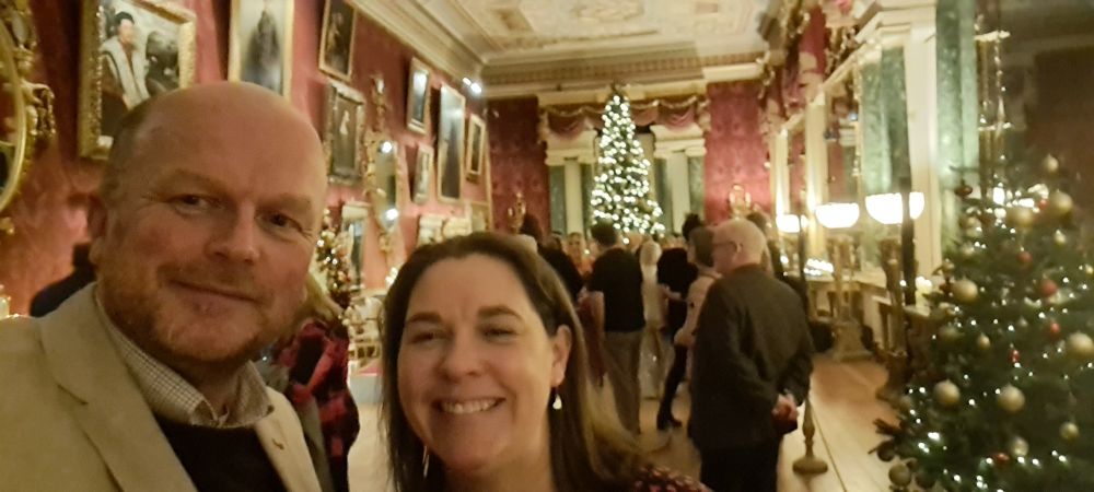 Martyn and Lisa in the Gallery at Harewood House, Leeds visiting the 2024 Christmas display