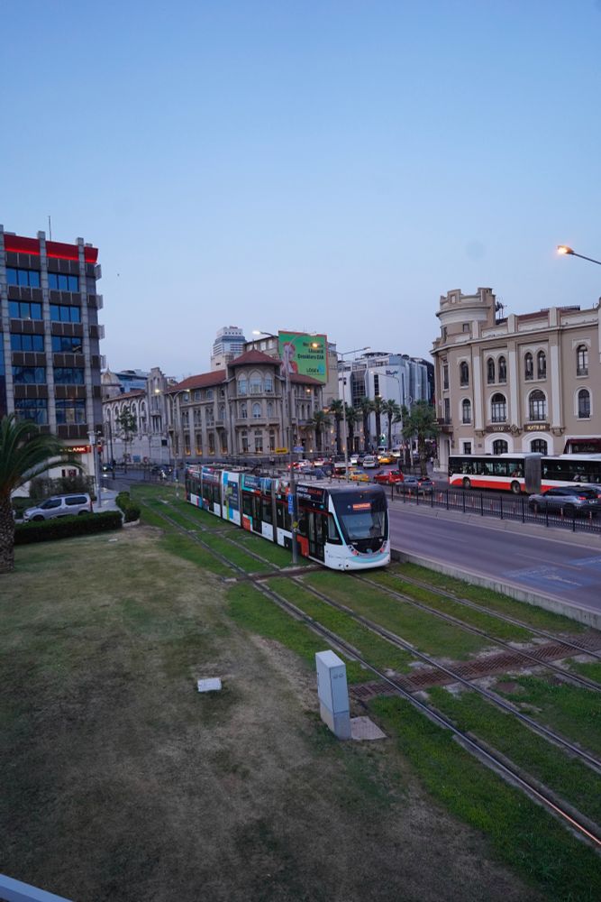 Light rail on grass tracks 