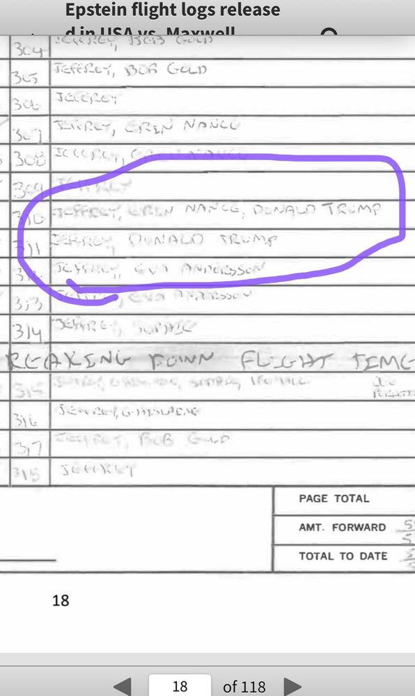 #Trump aka the #SexualAbuser, #ConvictedFelon, #PedoPresident 's NAME in the #EpsteinFiles!!! #MAGA #Republicans & the entire #GOP in #Congress are ALL #Complicit!!!