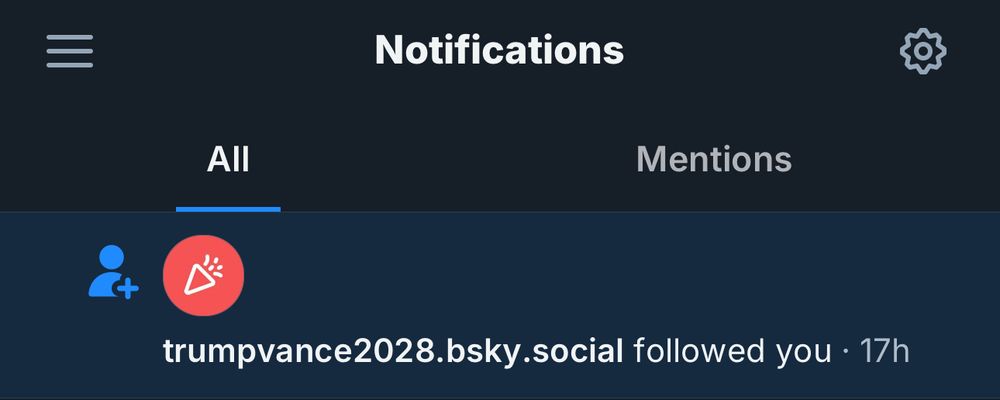Notification of account trumpvance2028 following