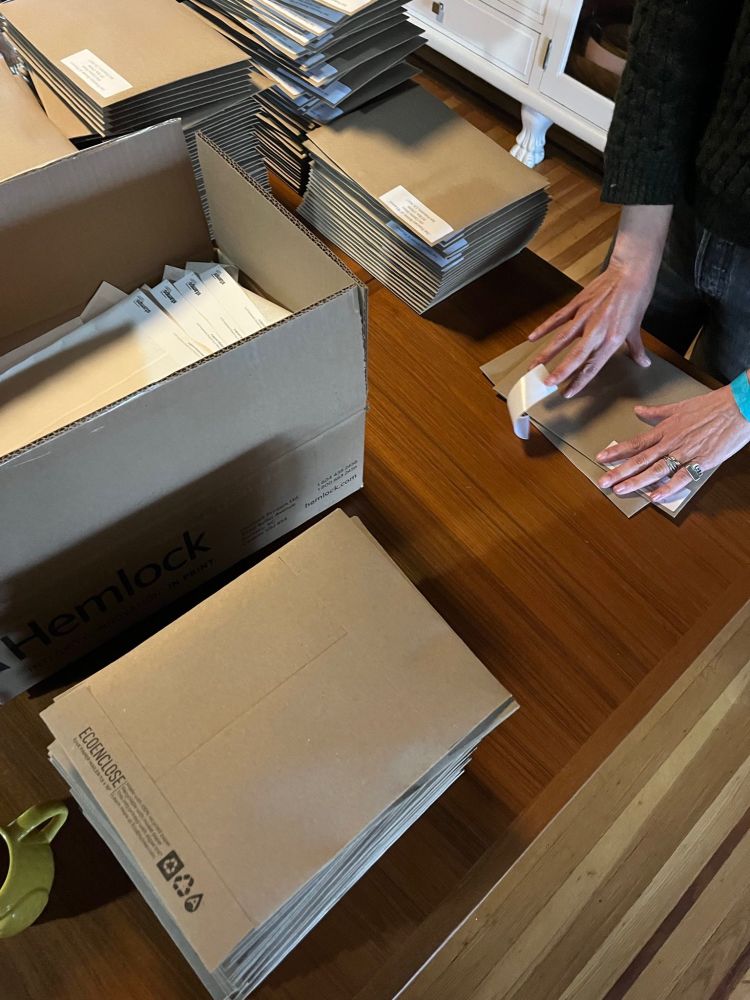 More stacks and hands doing the sticking
