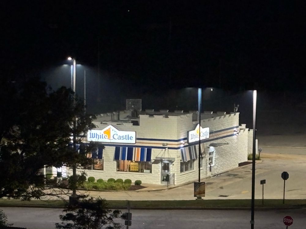 White Castle at night. 