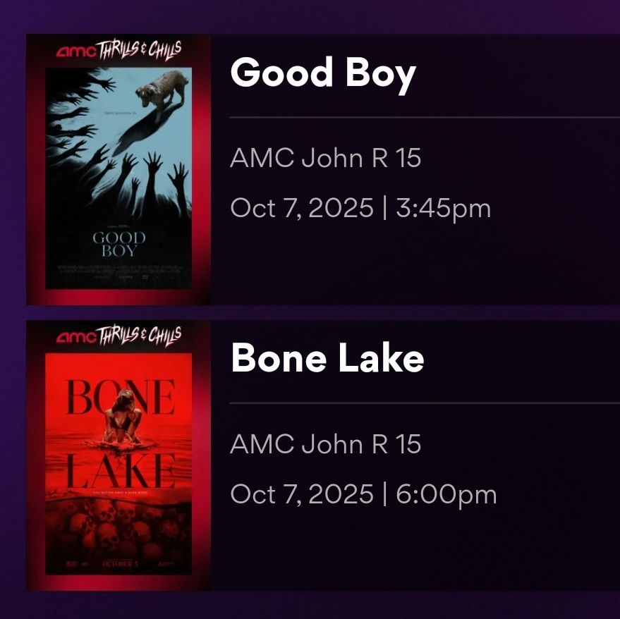 Ticket stubs for Good Boy and Bone Lake