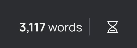 3117 words with an hourglass icon on the right of the text