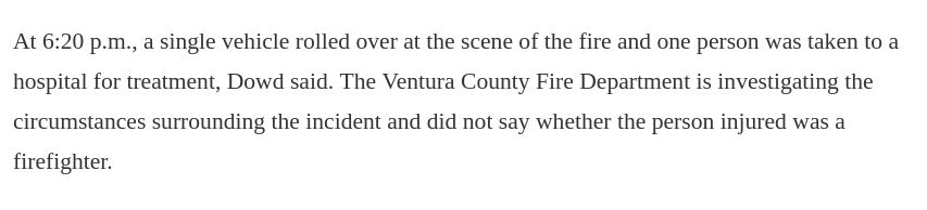 Mention of the IWI last night on the #CanyonFire (Agency vehicle. Family and coworkers should already have been informed now of the accident, so I will say it was an extremely serious incident and emphasizes how dangerous firefighting can be. 🙏 )#wil 