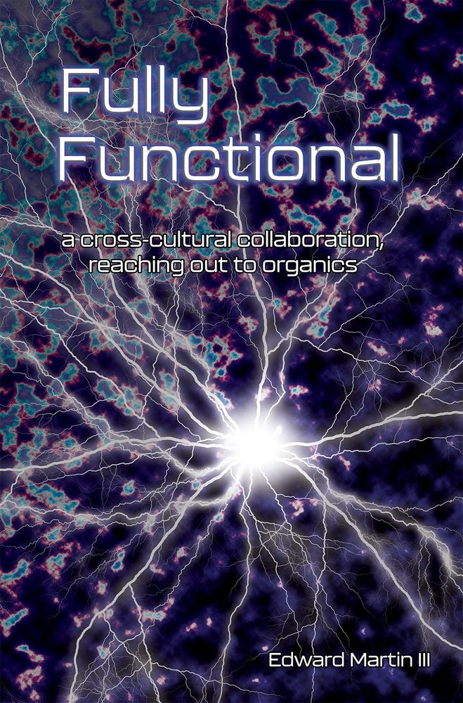 Cover of the book "Fully Functional" which depicts a spark growing across a strange textured void.
