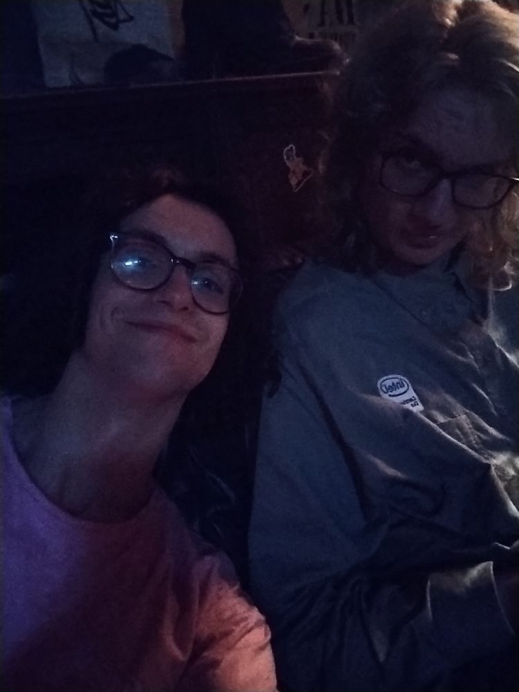 Very grainy selfie of me and Rob Feather