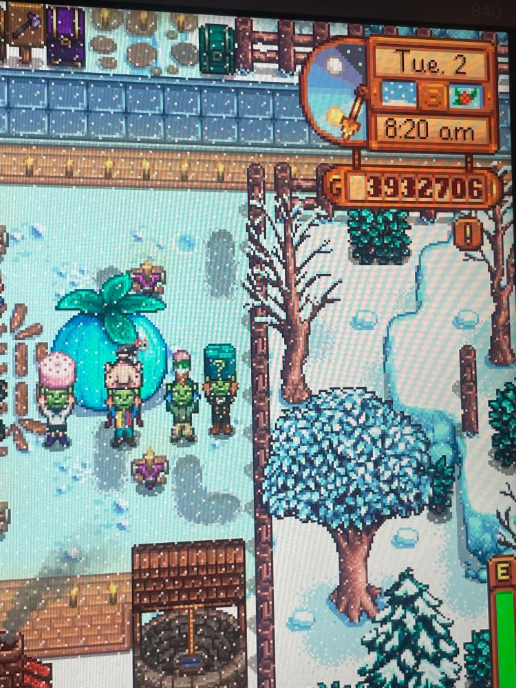 winter 2nd in stardew, we are all wearing goblin masks