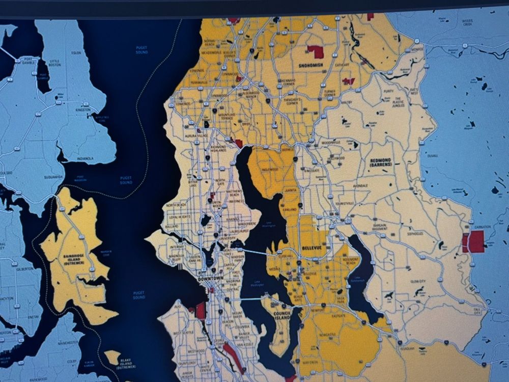 A computer screen showing a map of Seattle