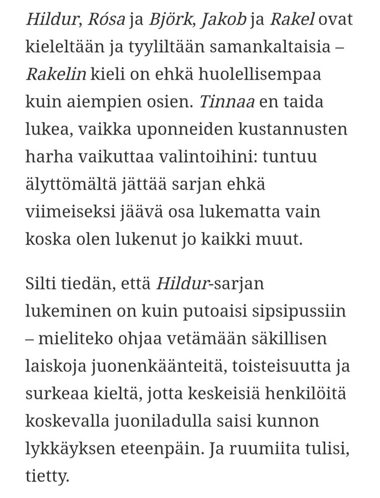 Kriitikko ei arvosta Satu Rämön kirjoittamia dekkareita. 