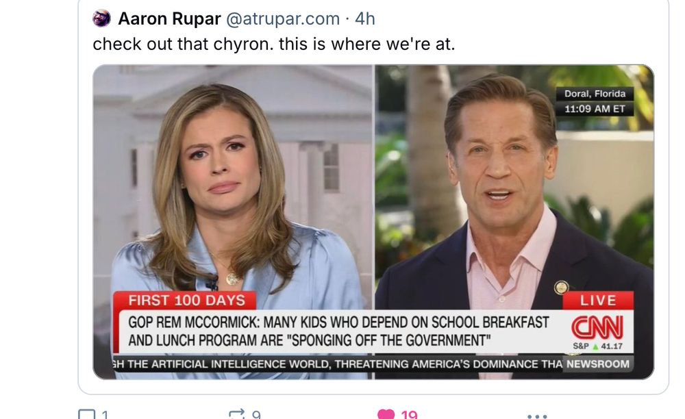 POS GOP Rep McCormick, appearing on CNN, says school children who receive free or reduced breakfast and lunch are sponging ogg the government. I assume the reporter didn't challenge him. Rep McCormick can go fuck himself.