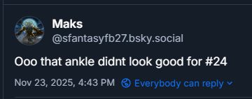 own screenshot post of: oooh that ankle didnt look good for #24