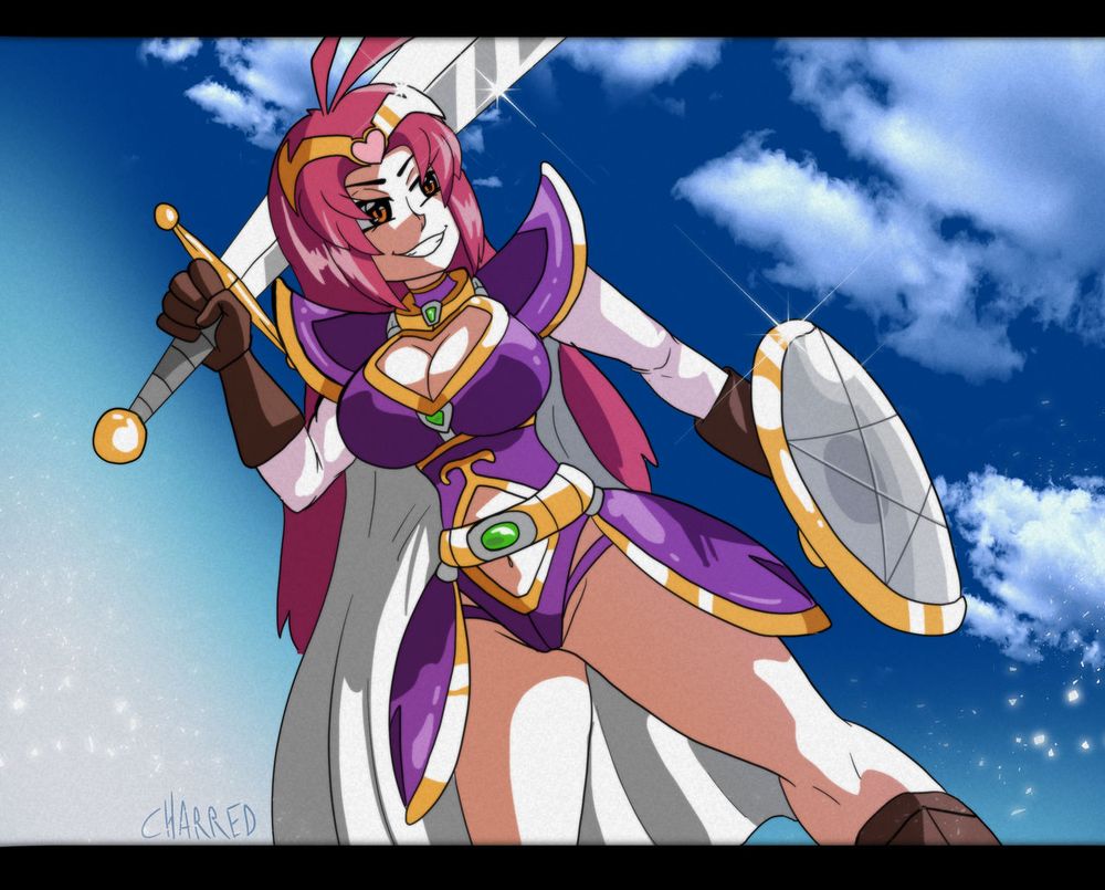 classic anime style paladin woman