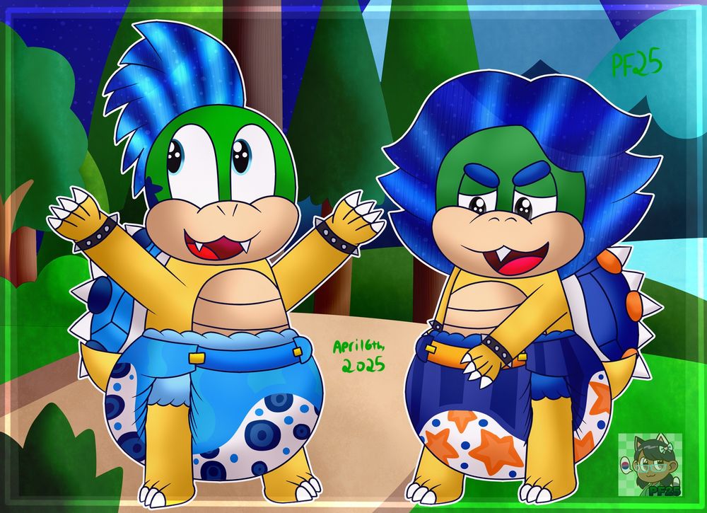 I had such a wonderful time drawing these two ^^, it feels nice to go back to drawing koopalings again.

Anyway, here is a pamp drawing of Ludwig And Larry the best koopaling brothers in pamps.

Anyhow, in this drawing. Larry and Ludwig is doing some brotherly bound while wearing pamps. Ludwig seems to be enjoying his pamp. ^^

That is all

I wanna draw the koopalings a lot this year.

Will finish off the alt of the normal koopalings tomorrow.

Last time I drew koopalings: https://www.furaffinity.net/view/51223618/