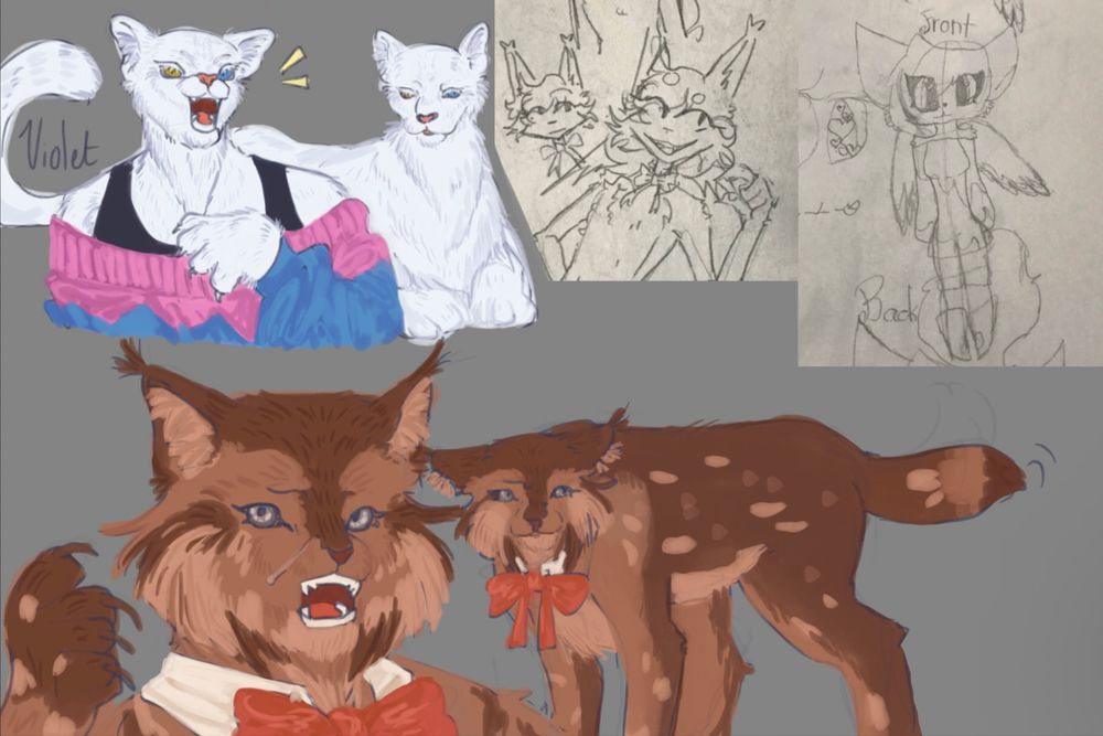 Full page featuring old drawings of the two oc redesigned