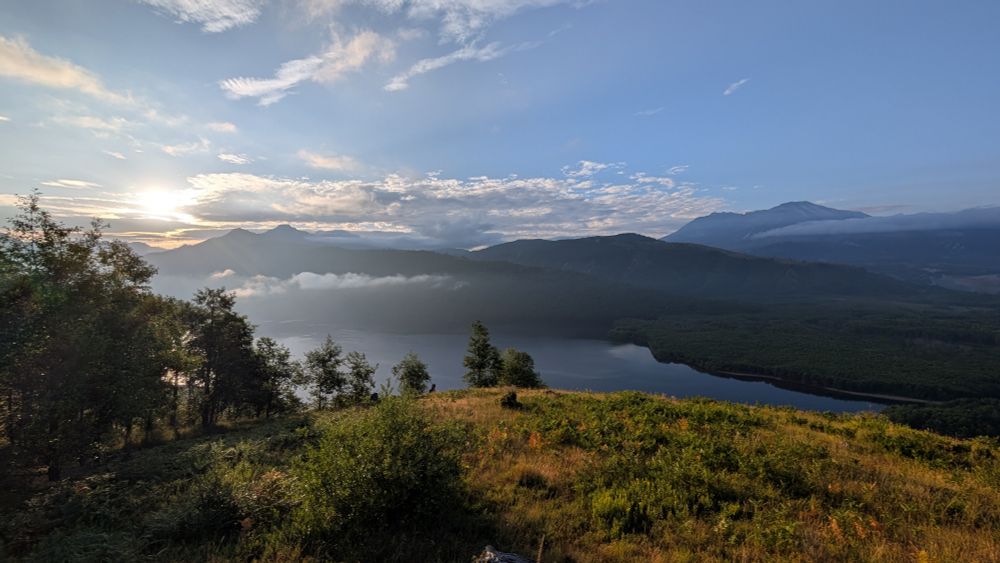 A photo of the sunrise at Mount St Helens Science and Learning Center