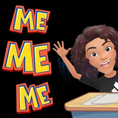 Bitmoji waving and saying ME ME ME