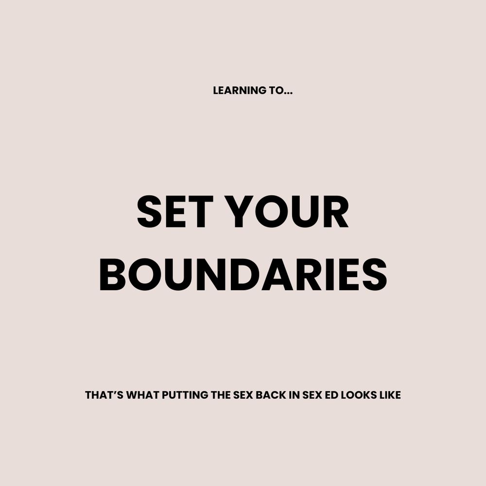“Learning to… SET YOUR BOUNDARIES” is written in bold black text on a cool tan background.