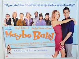 Promotional artwork for the film Maybe Baby which looks like you’ve asked AI to imagine a Richard Curtis adaption of ‘Friends’ 