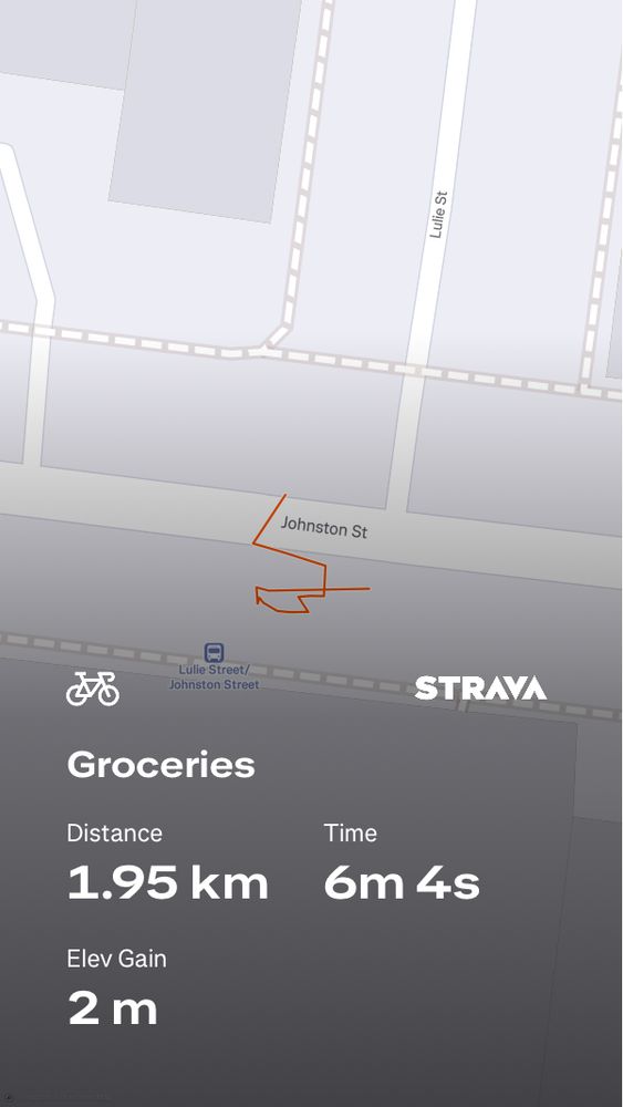 Strava route map where the only displayed route is a little squiggle at the supermarket because everything else was hidden. 