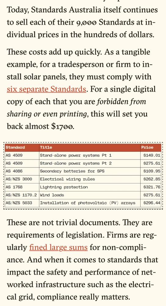 Mandatory standards are not freely accessible and are expensive to access. 
